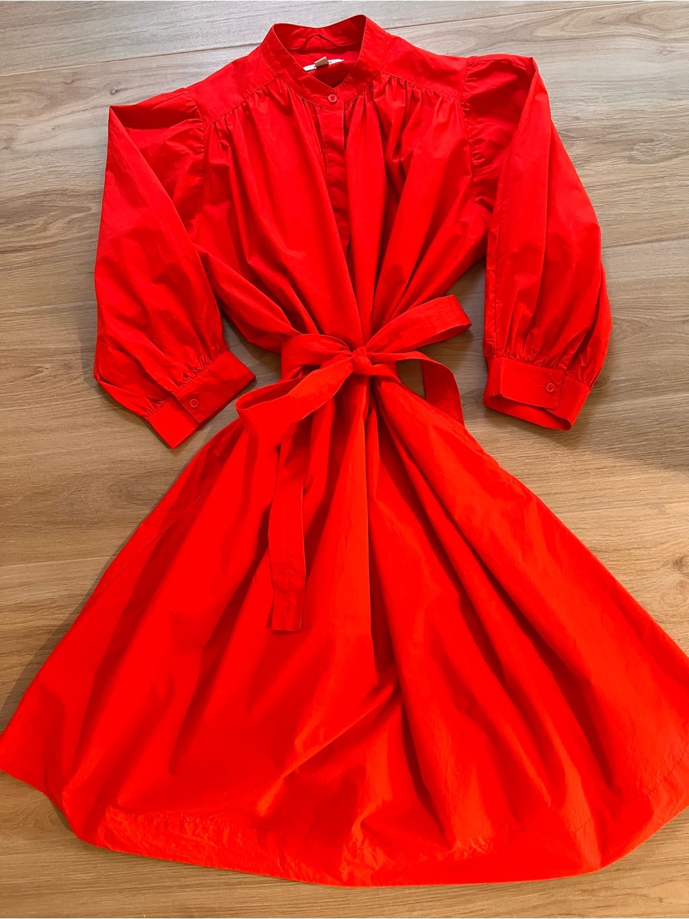 COS Bright Red Midi Dress with Tie Waist - Picture 10 of 11